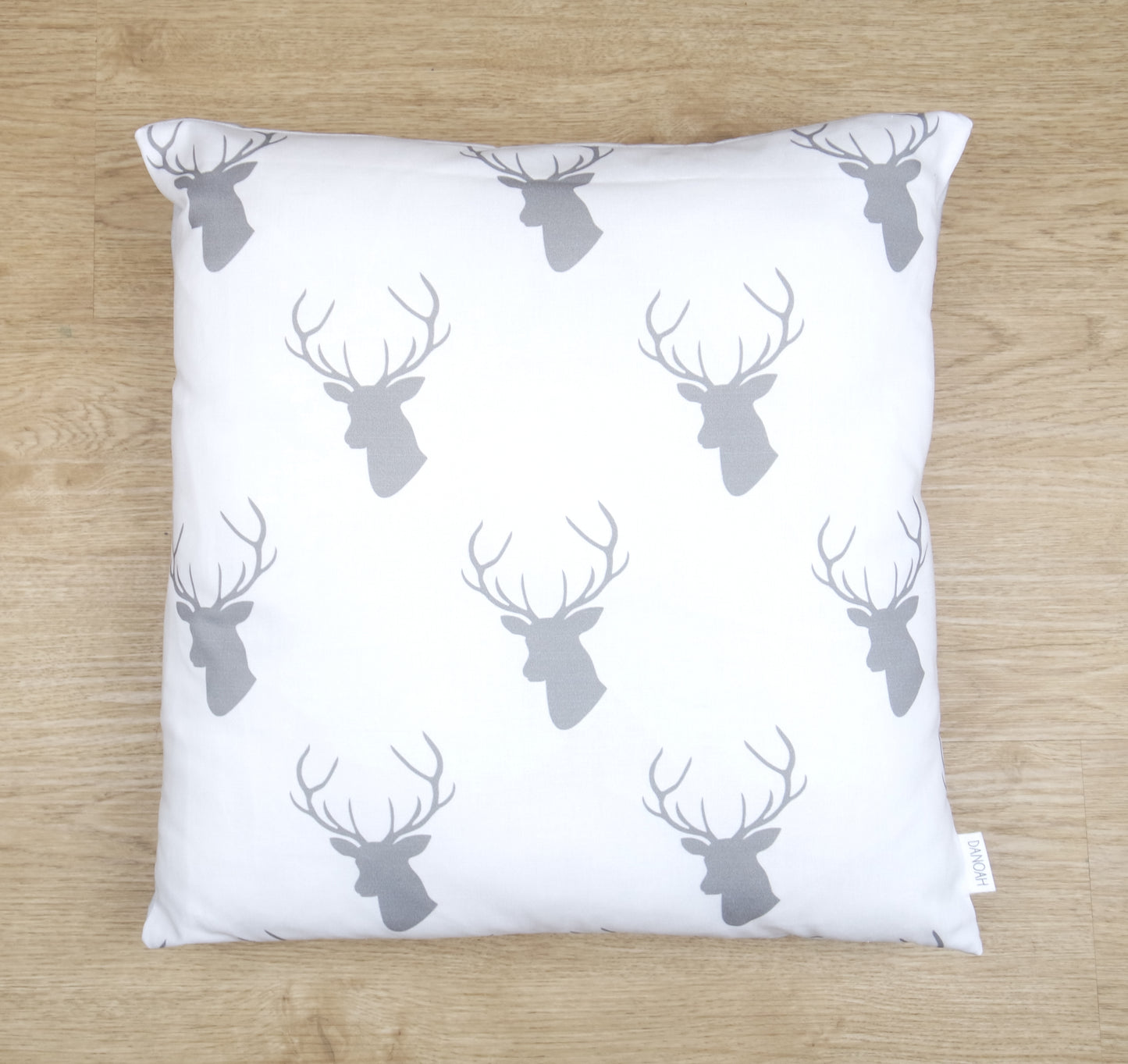 Grey & White Deer Head Cushion Cover