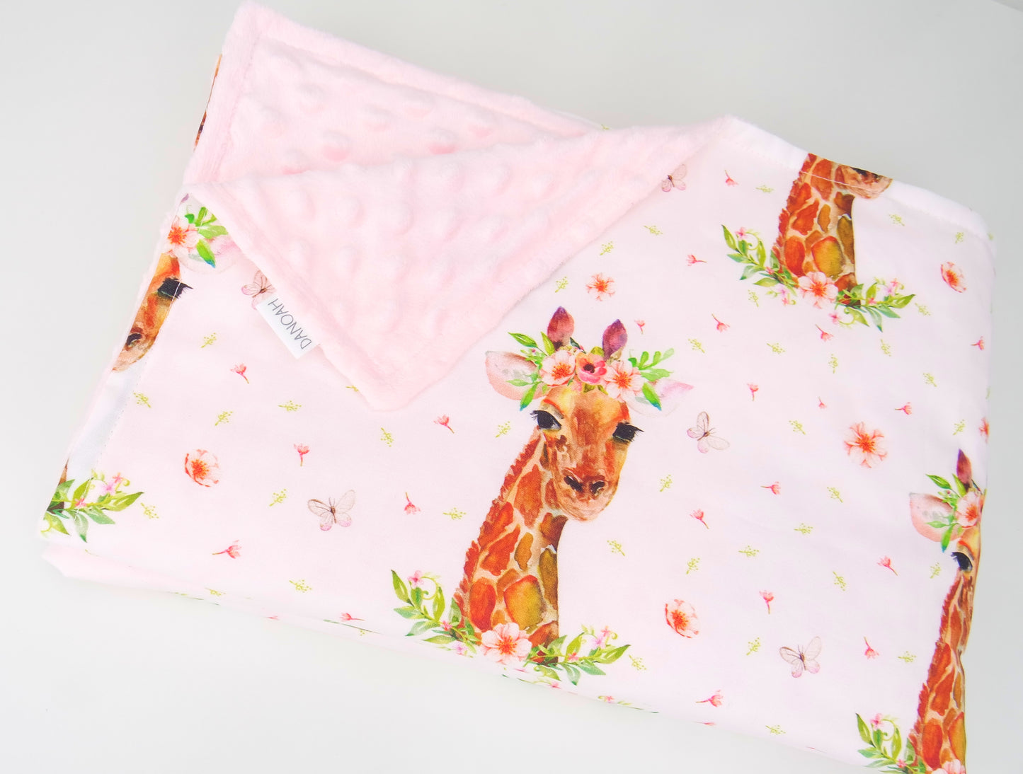 Girl Giraffe Minky Baby Blanket