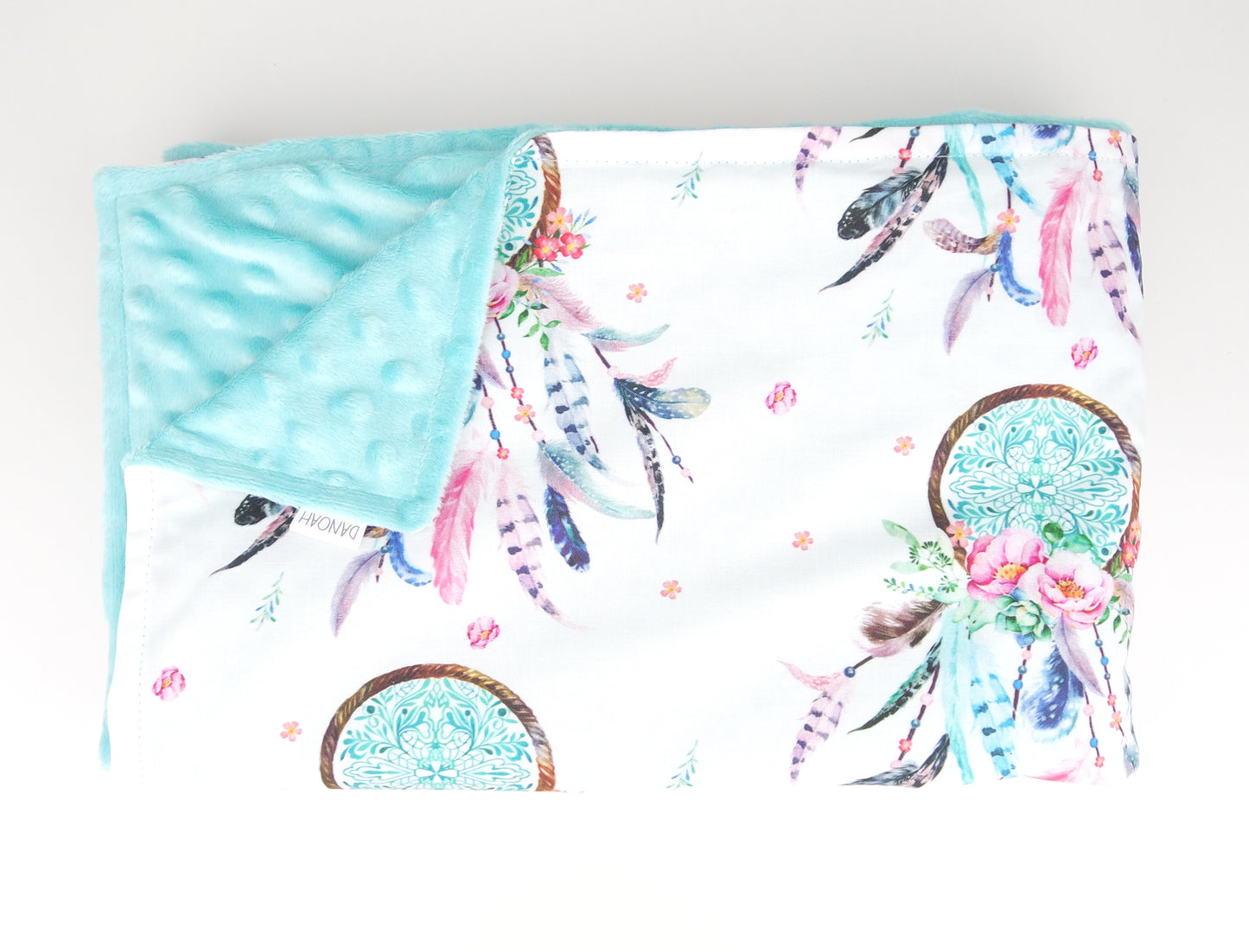 Aqua Dreamcatcher Minky Baby Blanket