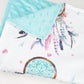 Aqua Dreamcatcher Minky Baby Blanket