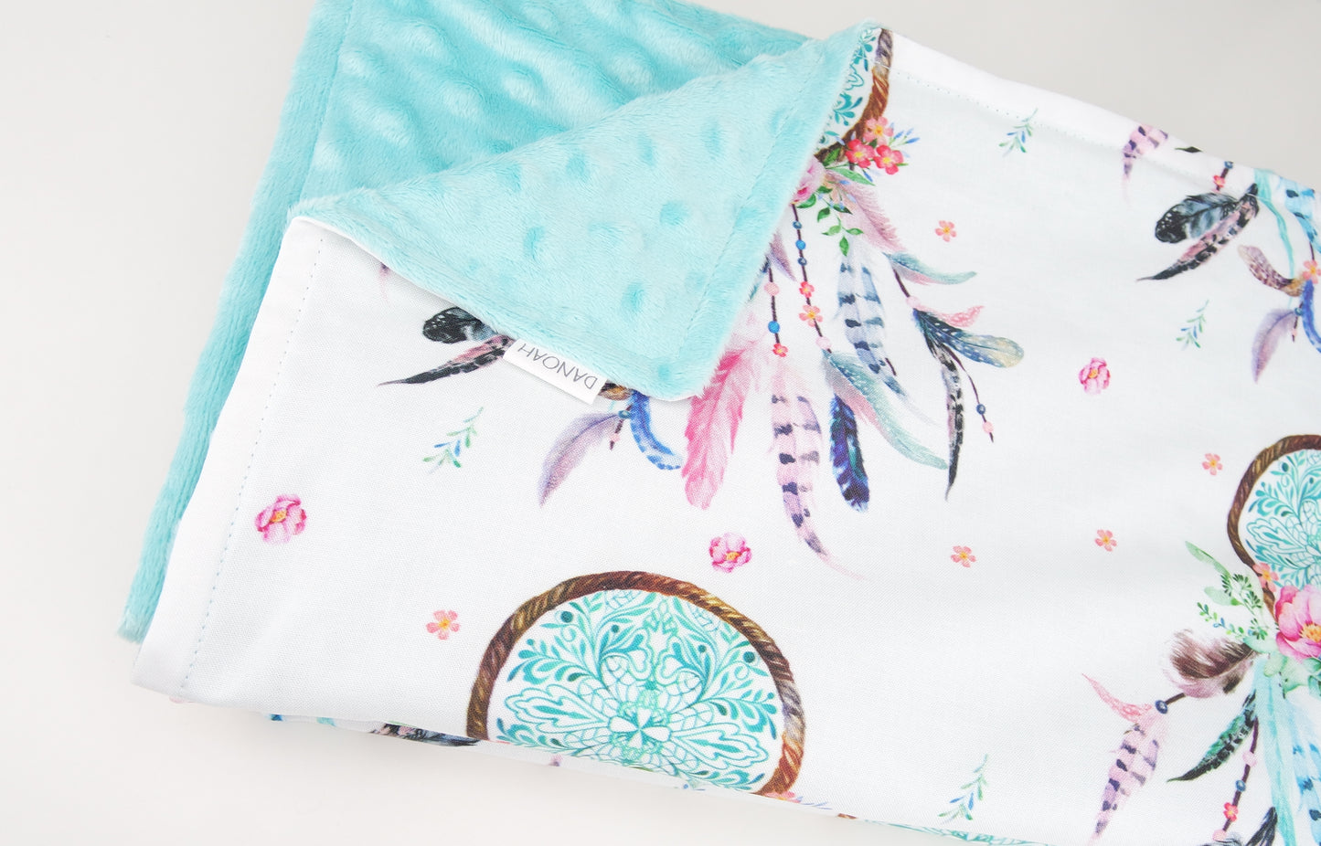 Aqua Dreamcatcher Minky Baby Blanket