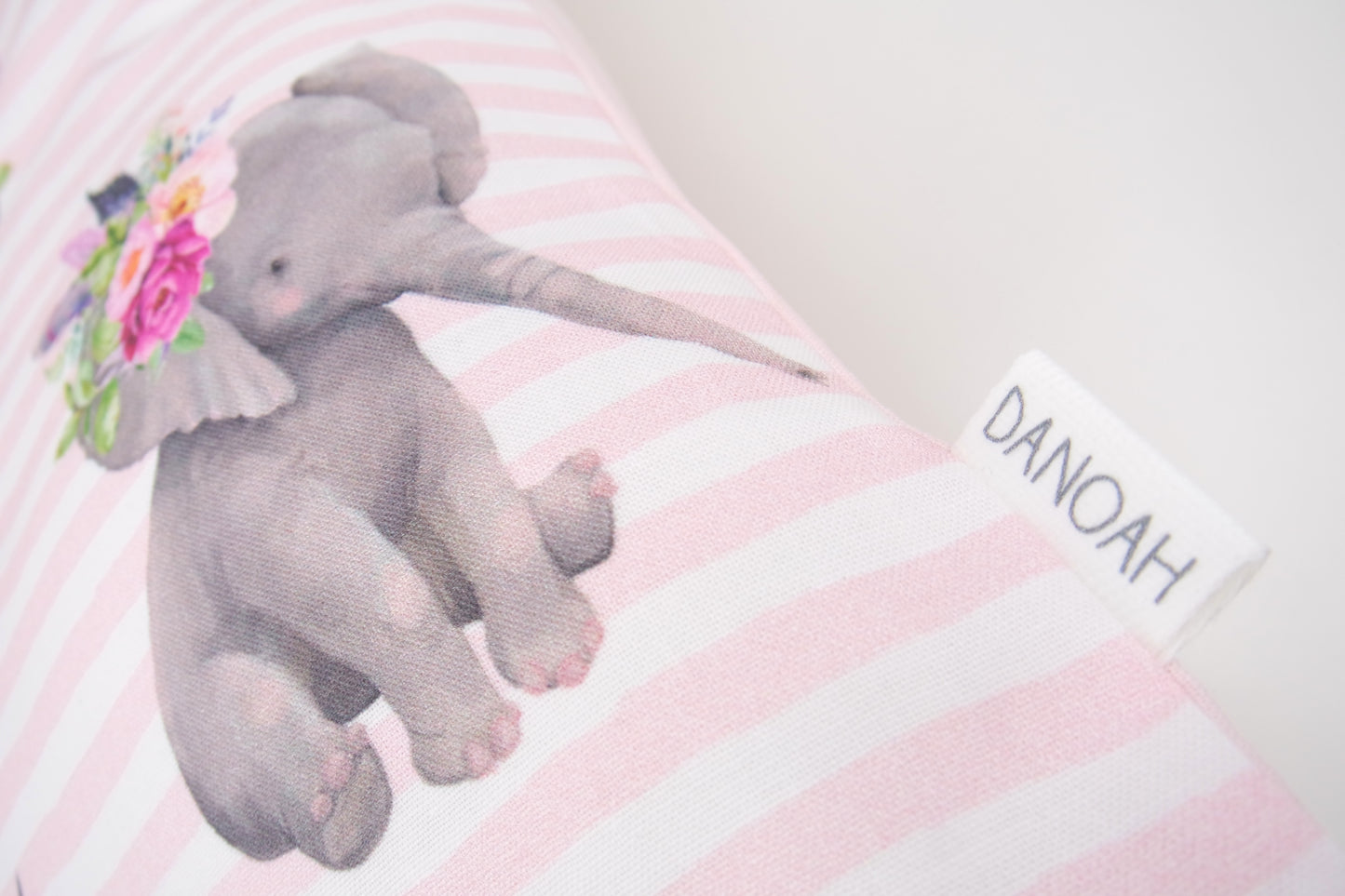 Fierce Elephant & Pink Stripes Cushion Cover