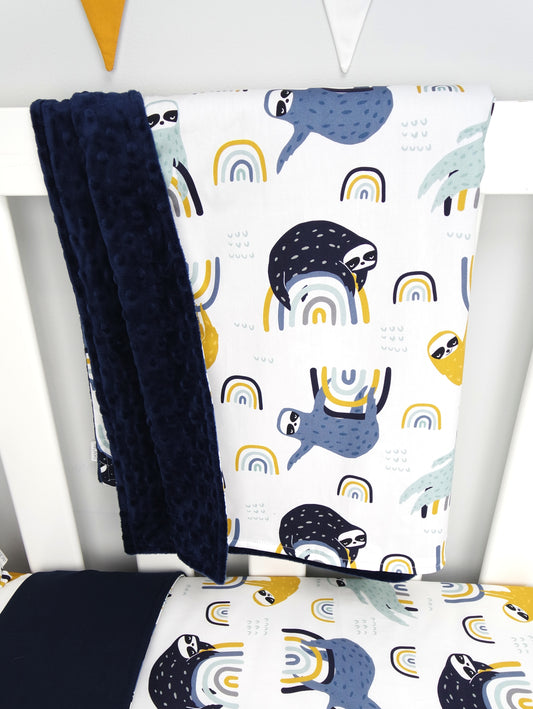 Rainbow Sloth Minky Baby Blanket