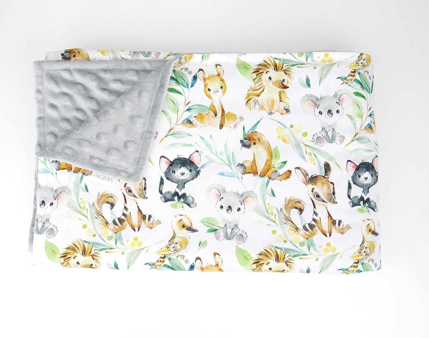 Australian Animal Minky Baby Blanket (Grey)