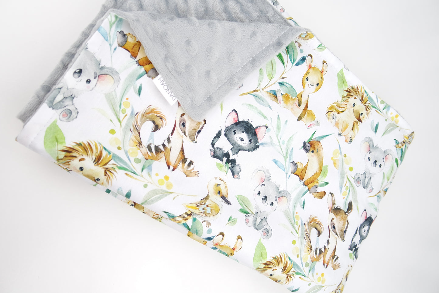 Australian Animal Minky Baby Blanket (Grey)