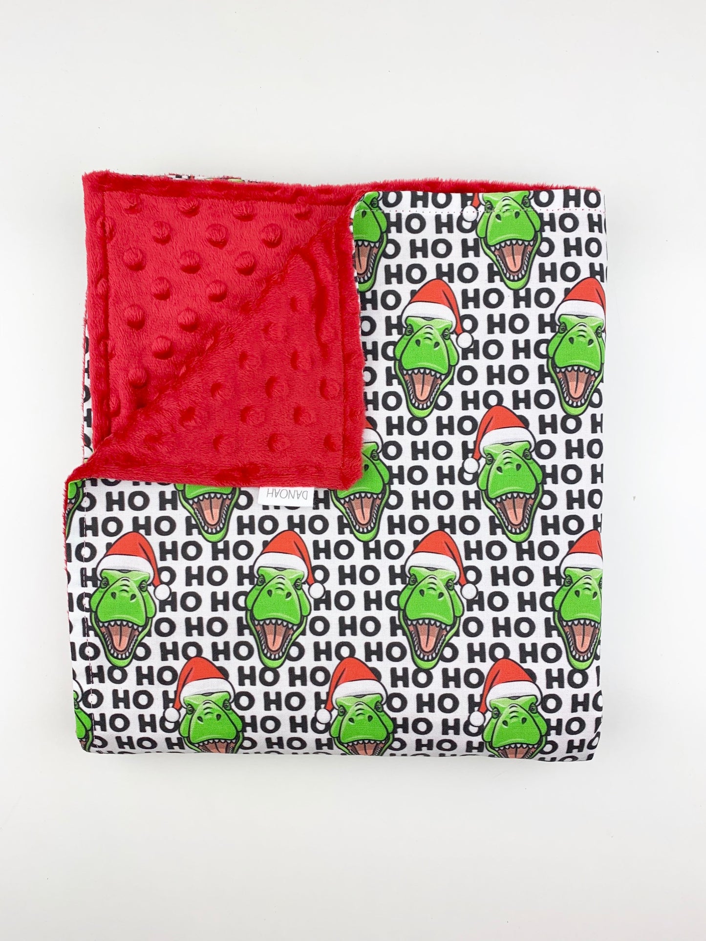 Christmas Dinosaur Minky Baby Blanket