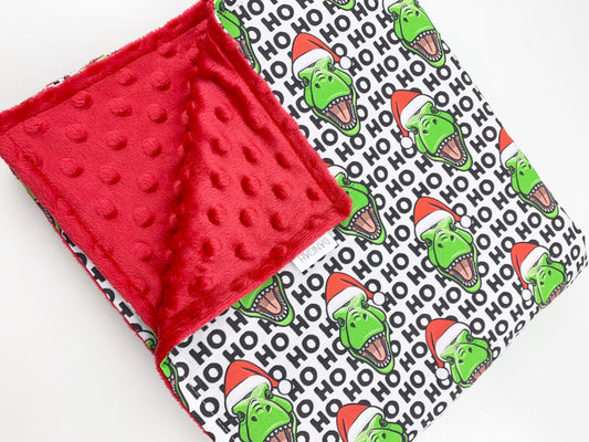 Christmas Dinosaur Minky Baby Blanket
