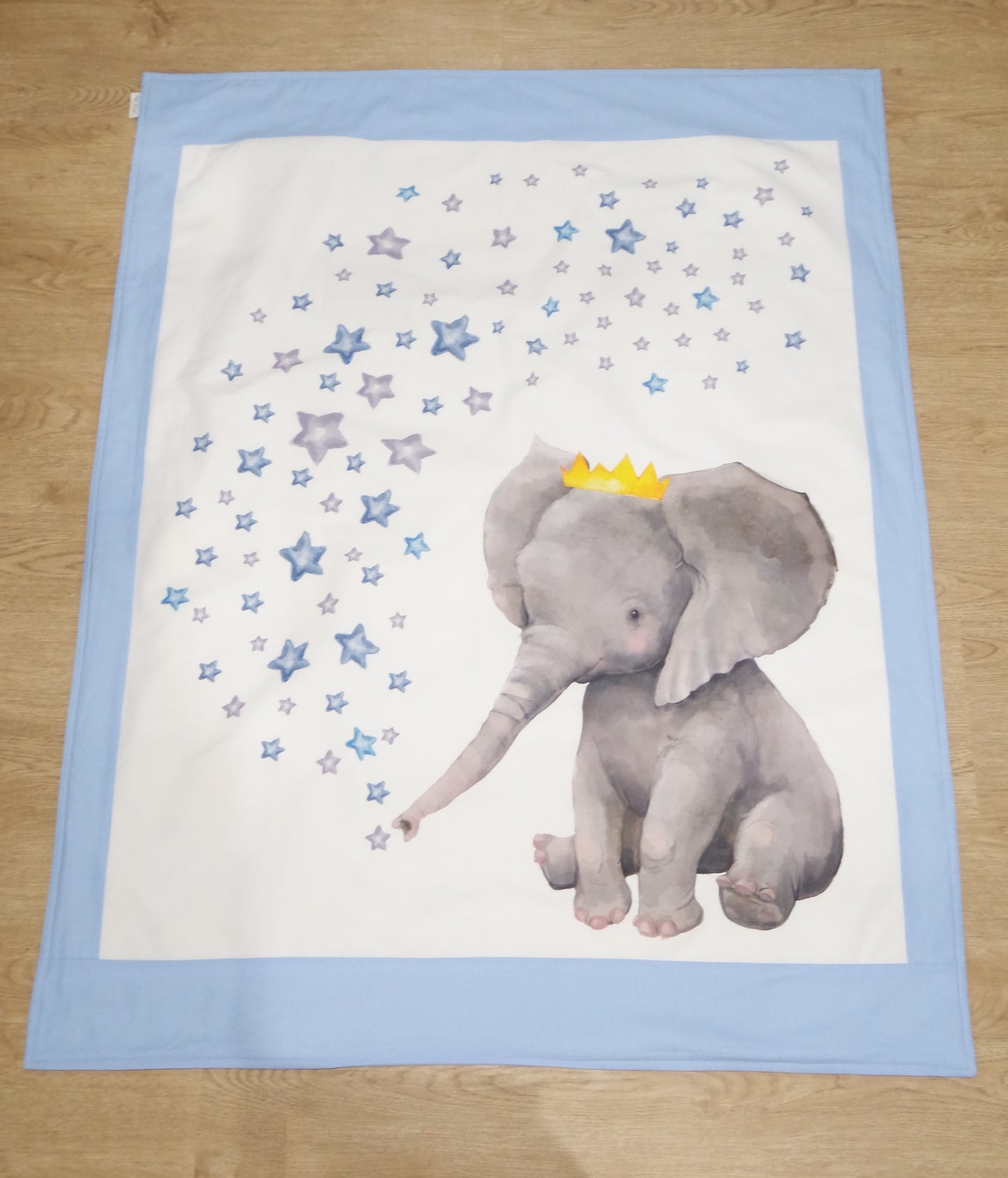 Blue Crown Elephant Cot Quilt