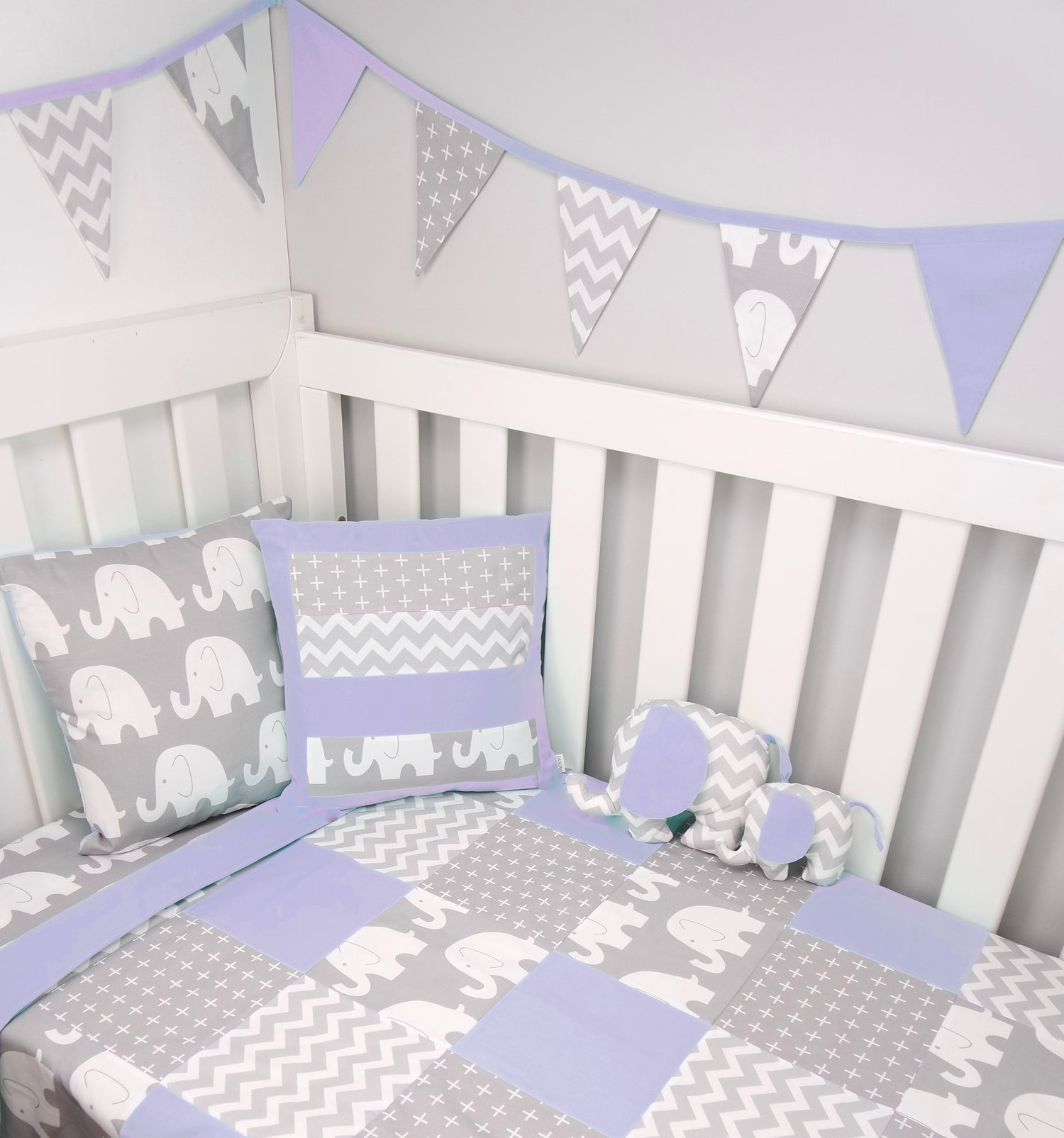 Purple & Grey Elephant Nursery Collection