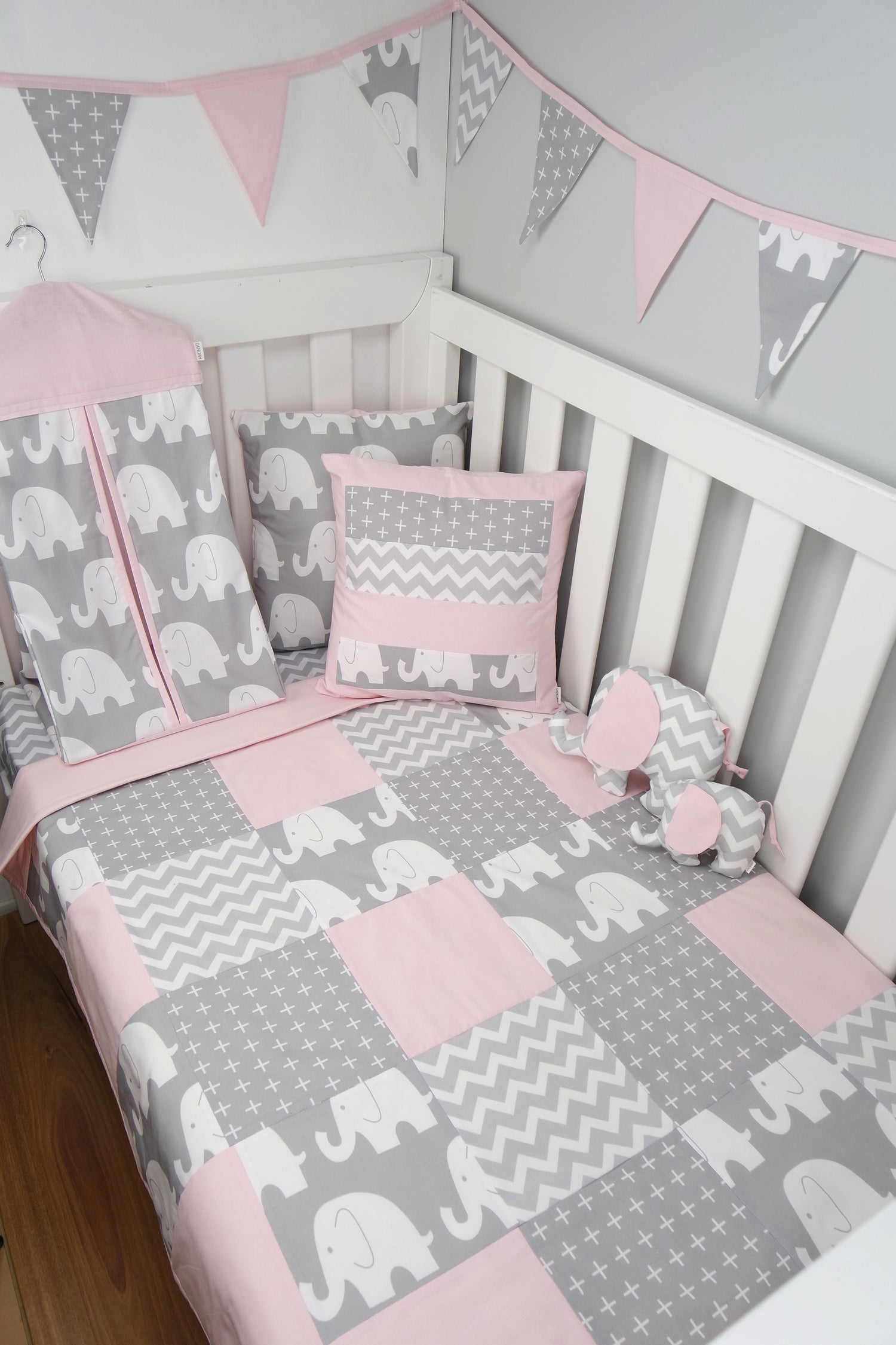 Pink & Grey Elephant Nursery Collection