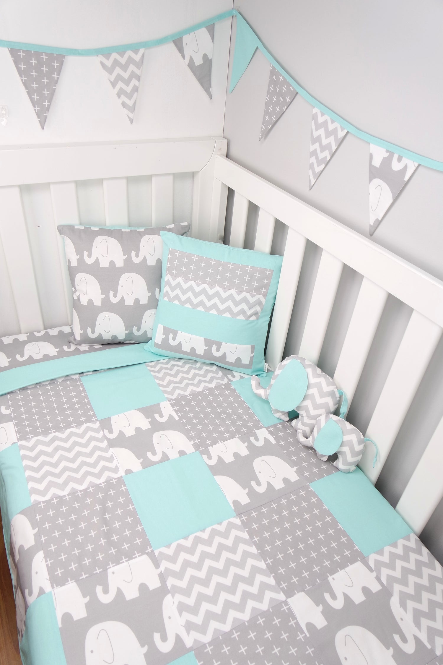 Mint & Grey Elephant Nursery Collection