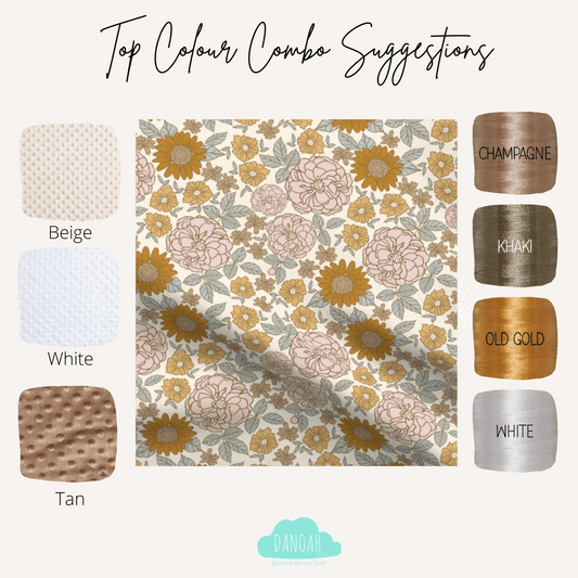 Embroidered Personalised Minky Dot Blanket - "Retro Floral"