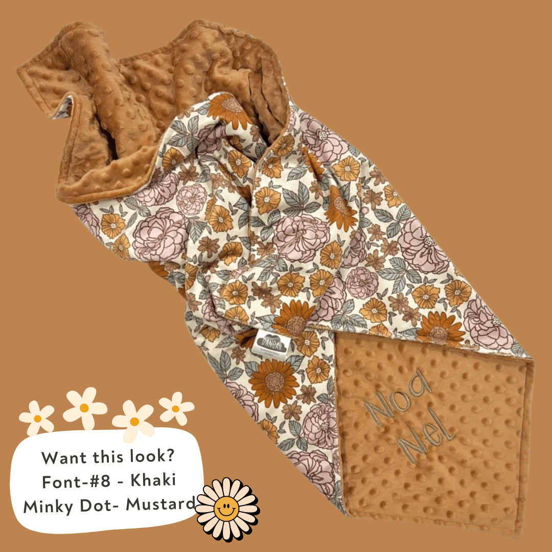 Personalised Deluxe Minky Dot Blanket - "Retro Floral"