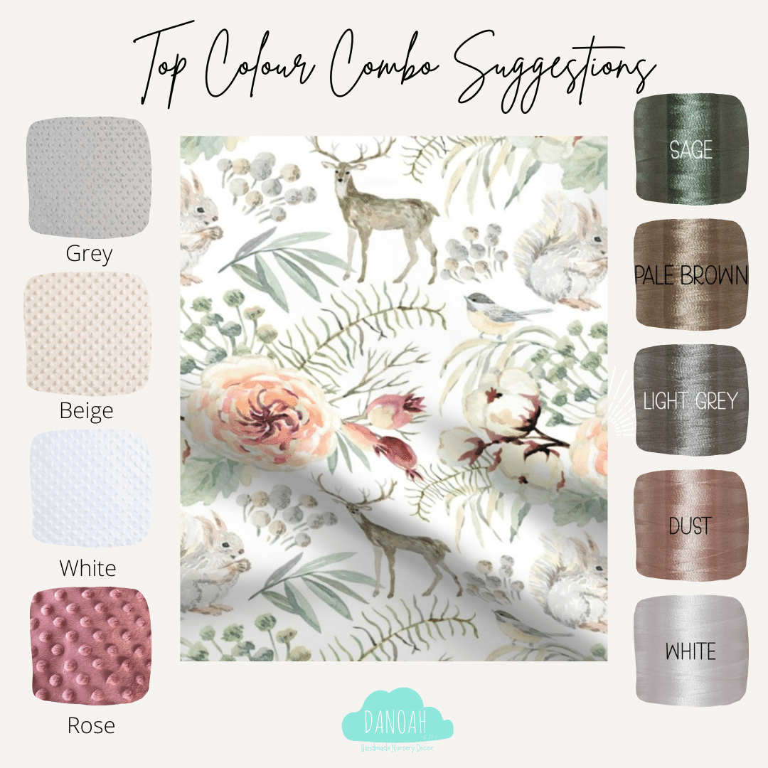 Embroidered Personalised Minky Dot Blanket - "Forest Woodland Animals"