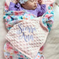 Personalised Deluxe Minky Dot Blanket - "Bright Floral"