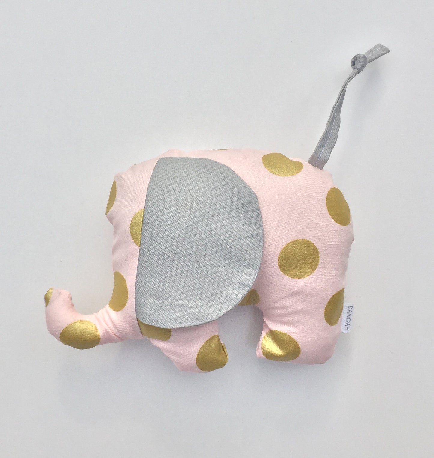 Plush Elephant Toy in Pink & Gold