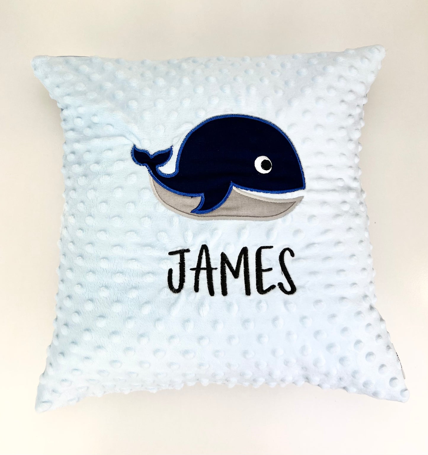 Minky Dot Whale Personalised Cushion Cover