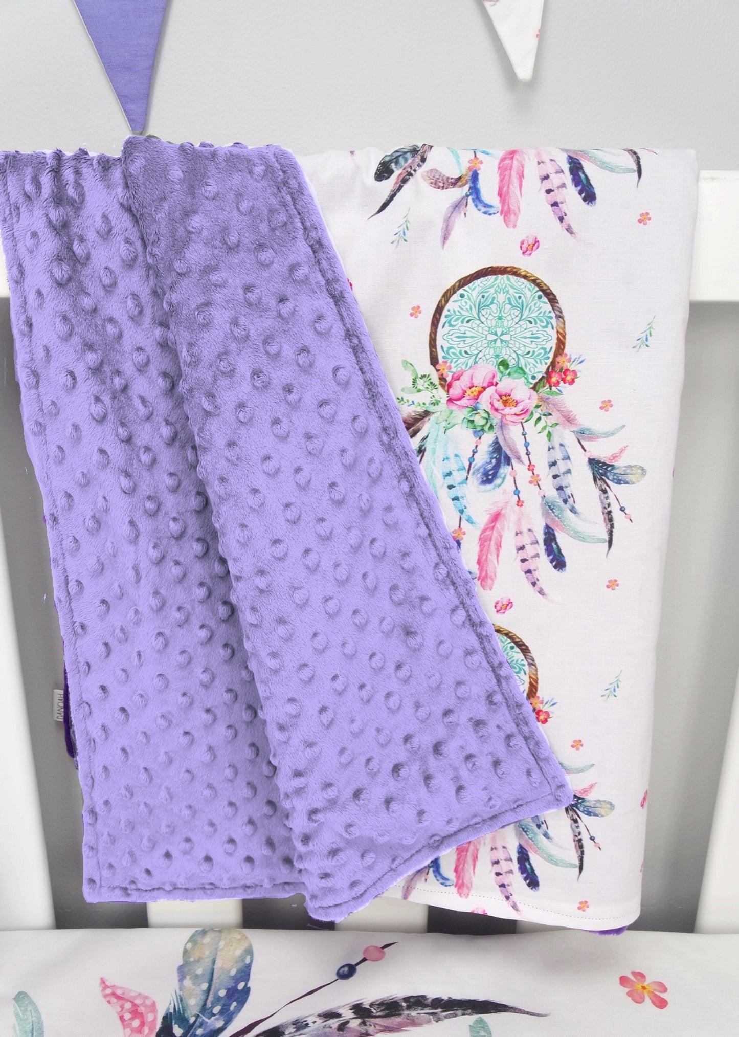 Pastel Purple Dreamcatcher Minky Baby Blanket