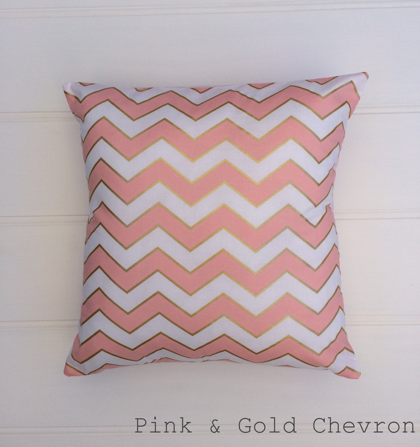 Pink & Gold Chevron Cushion Cover