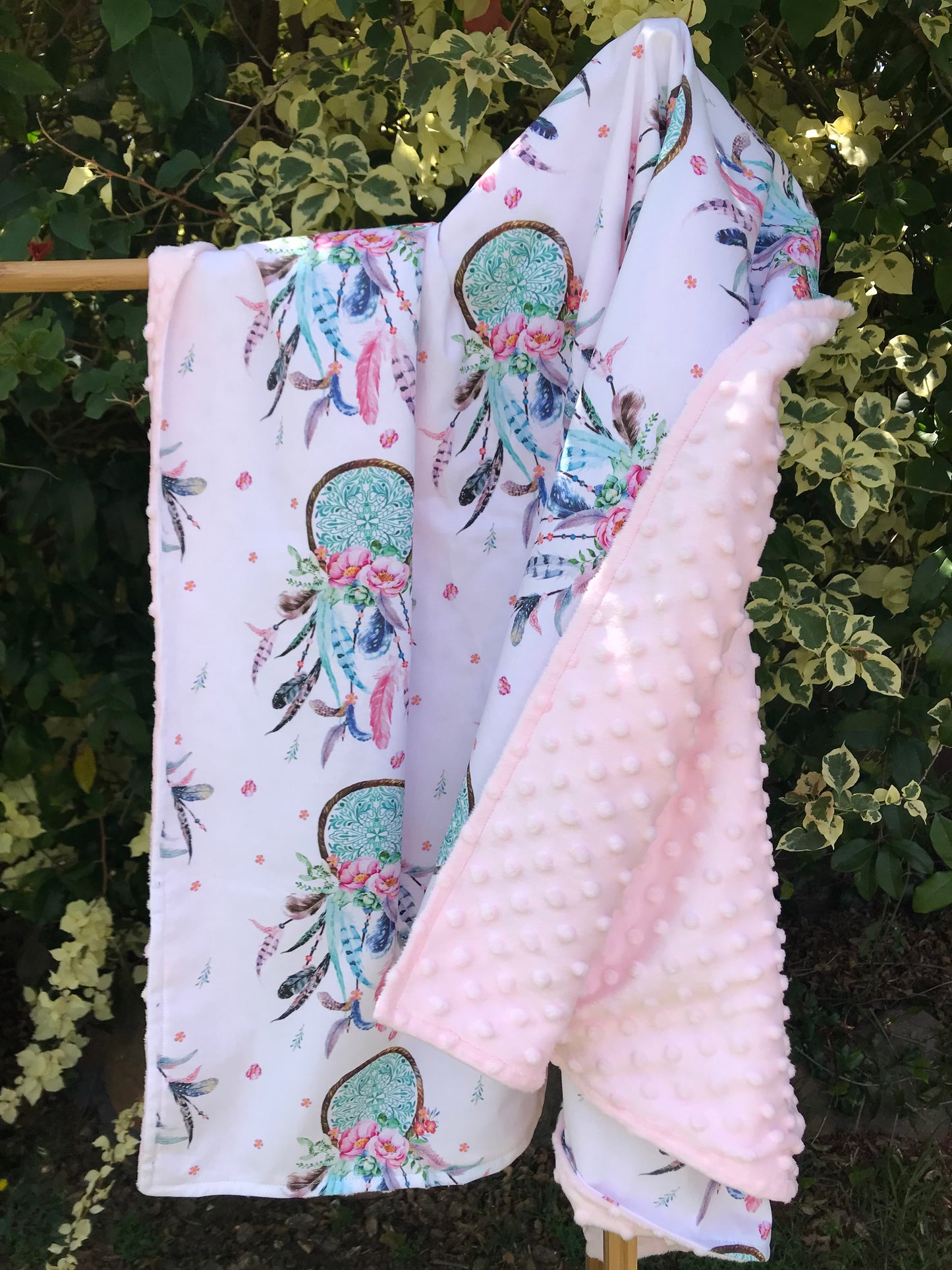 Pink Dreamcatcher Minky Baby Blanket