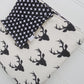 Black Deer Head & Crosses Reversible Cot Quilt