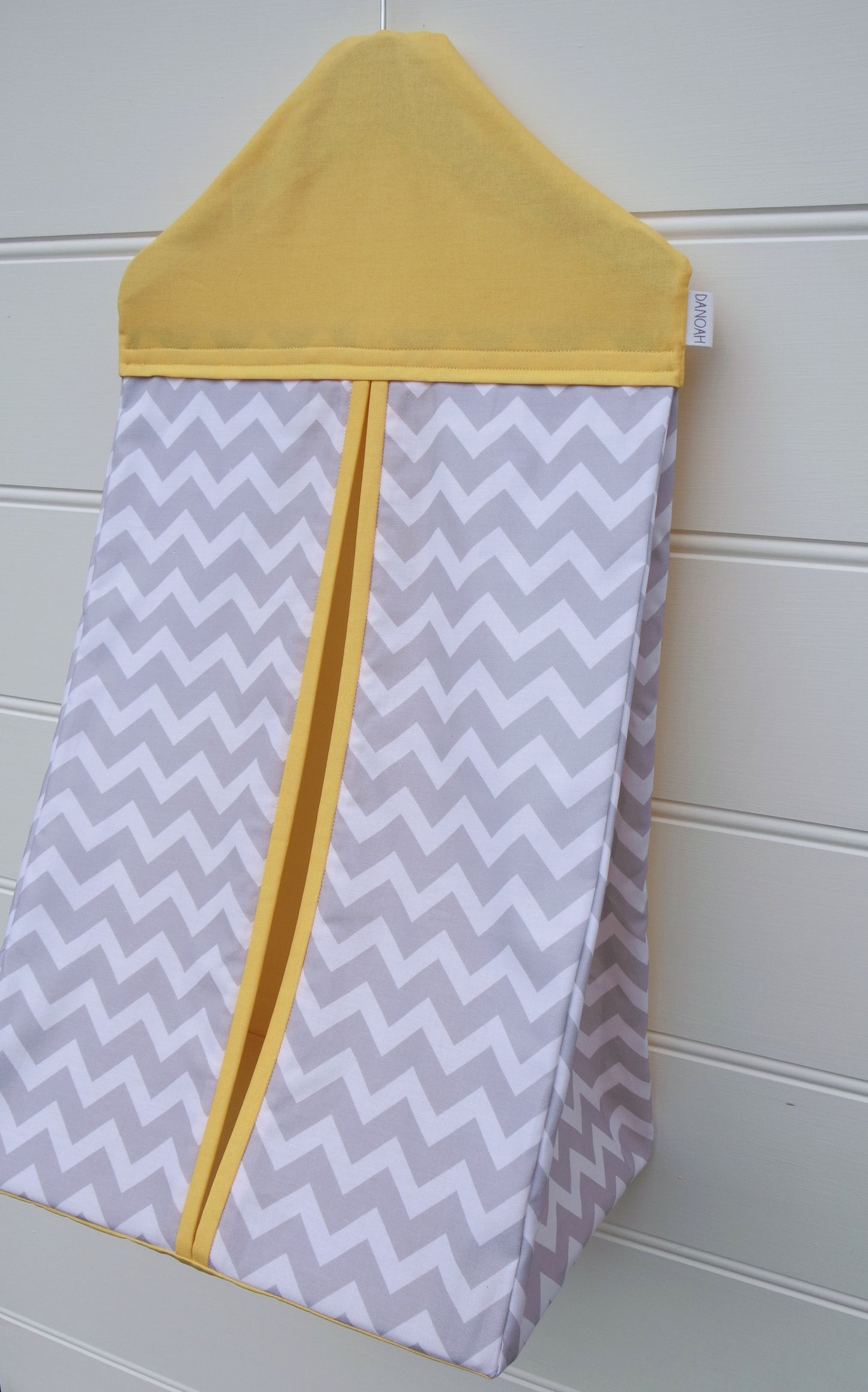 Nappy Stacker - Yellow with Grey Chevron