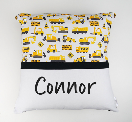 Little Construction Personalised Cushion Cover