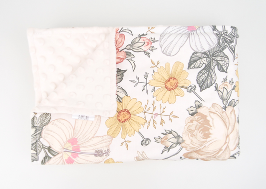 Vintage Floral Minky Baby Blanket