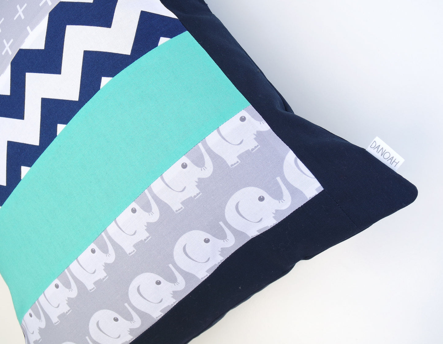 Navy Blue & Teal Elephant Cushion Cover