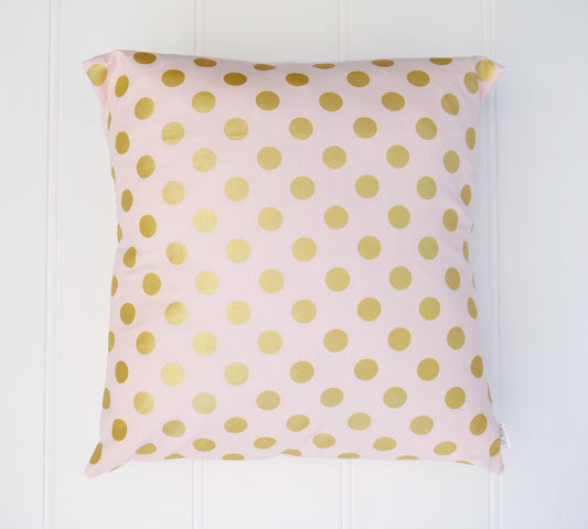 Pink & Gold Dot Cushion Cover