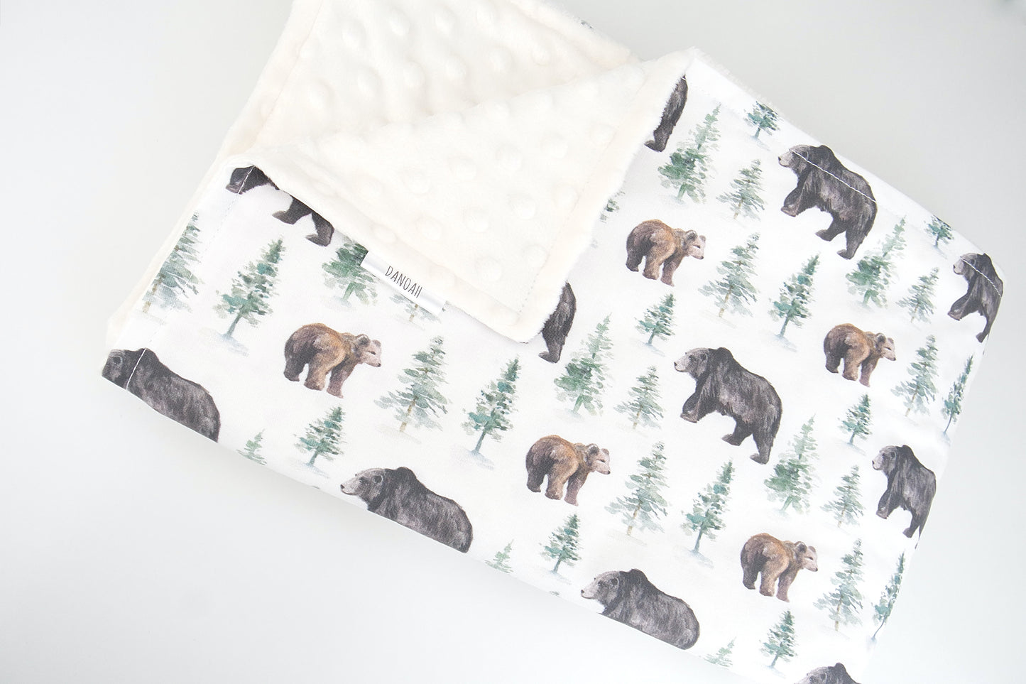 Bear In The Woods Minky Dot Blanket