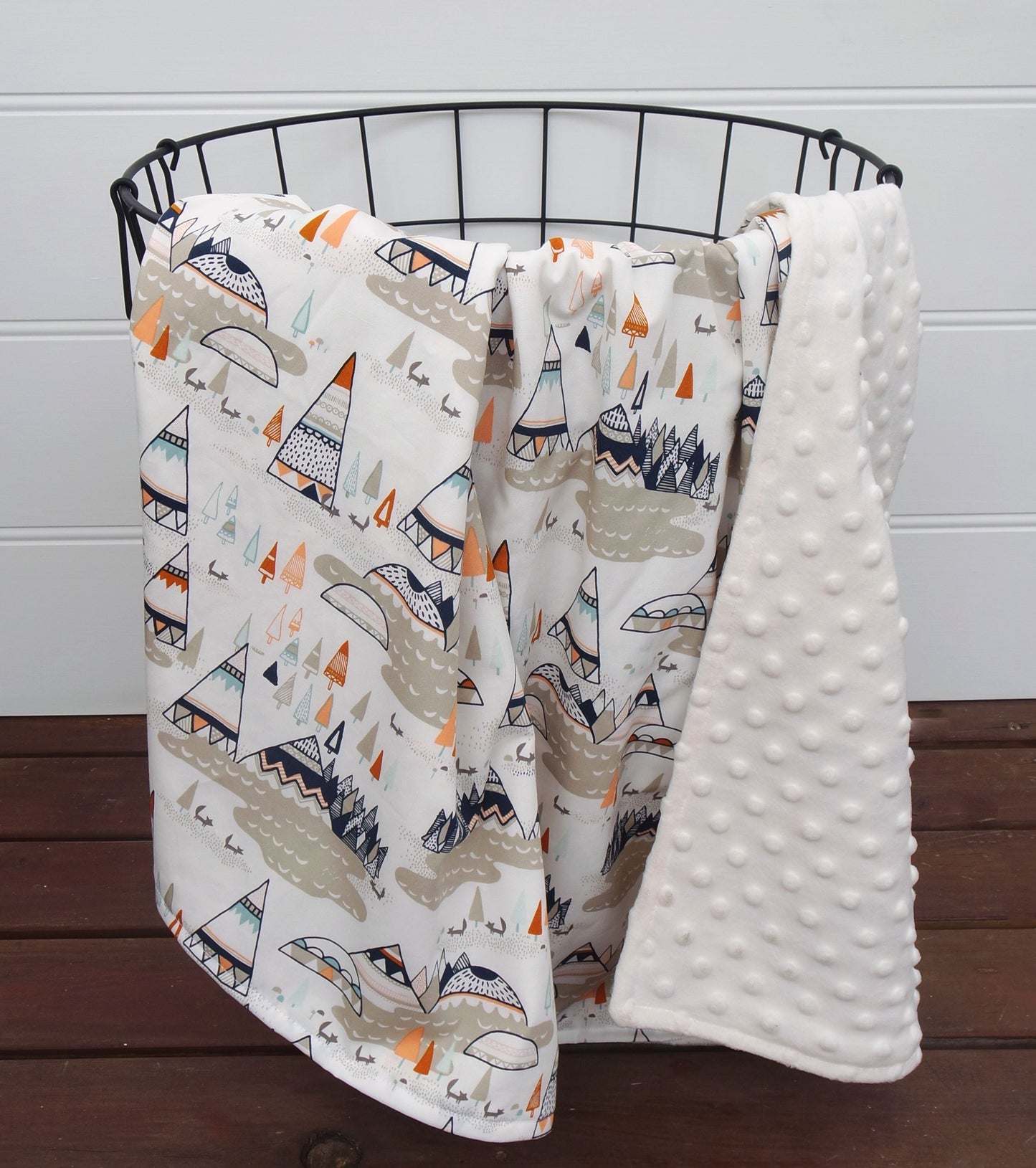 Minky Baby Blanket with Indian Teepees