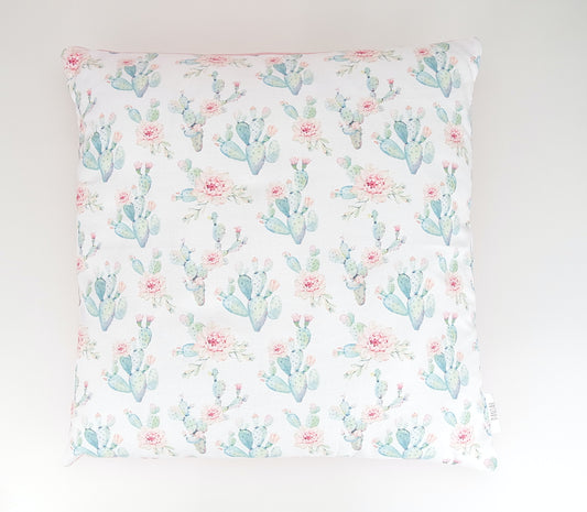 Pink Floral Cactus Cushion Cover