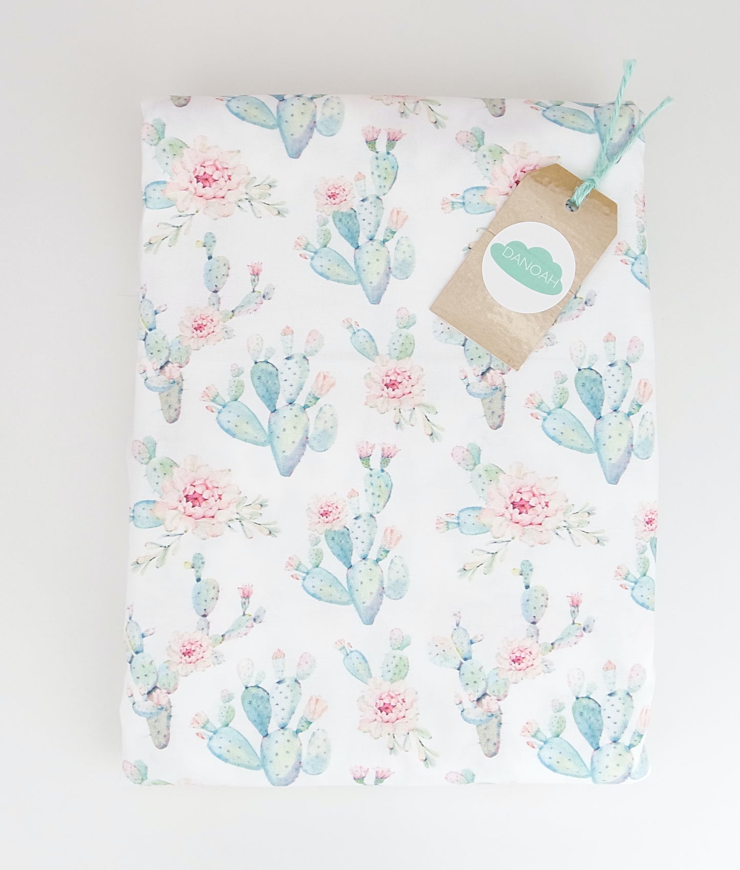 Pink Floral Cactus Fitted Cot Sheet