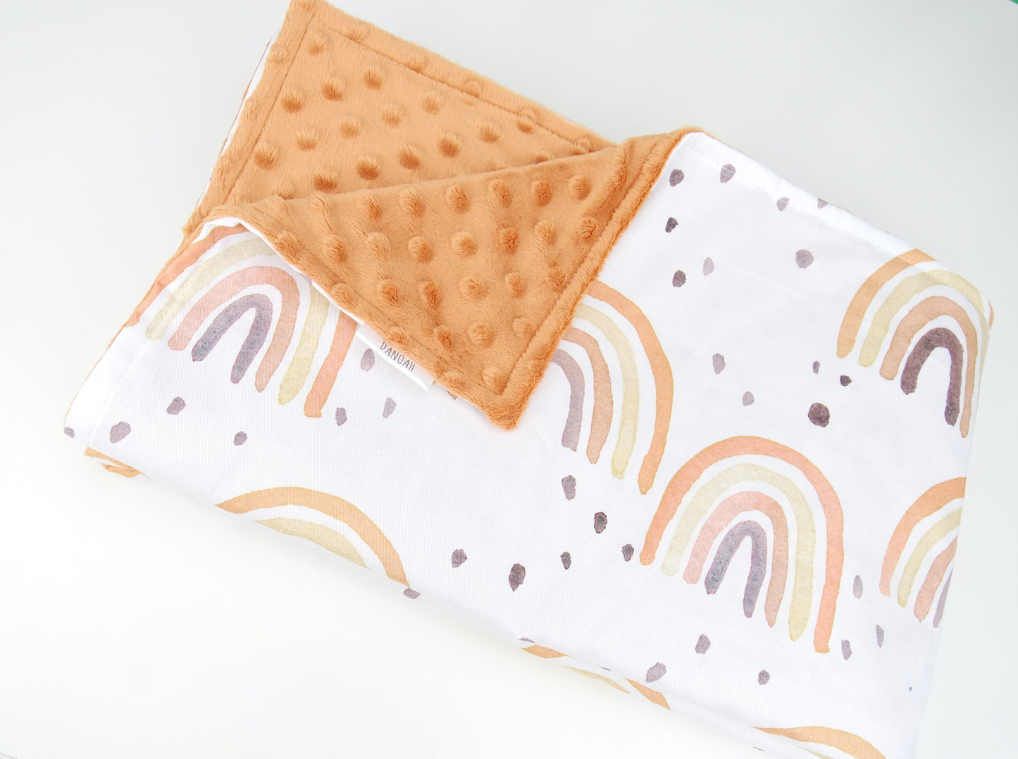 Rusty Rainbow Minky Dot Baby Blanket (Rust)