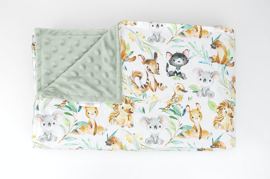 Australian Animal Minky Baby Blanket (Green)