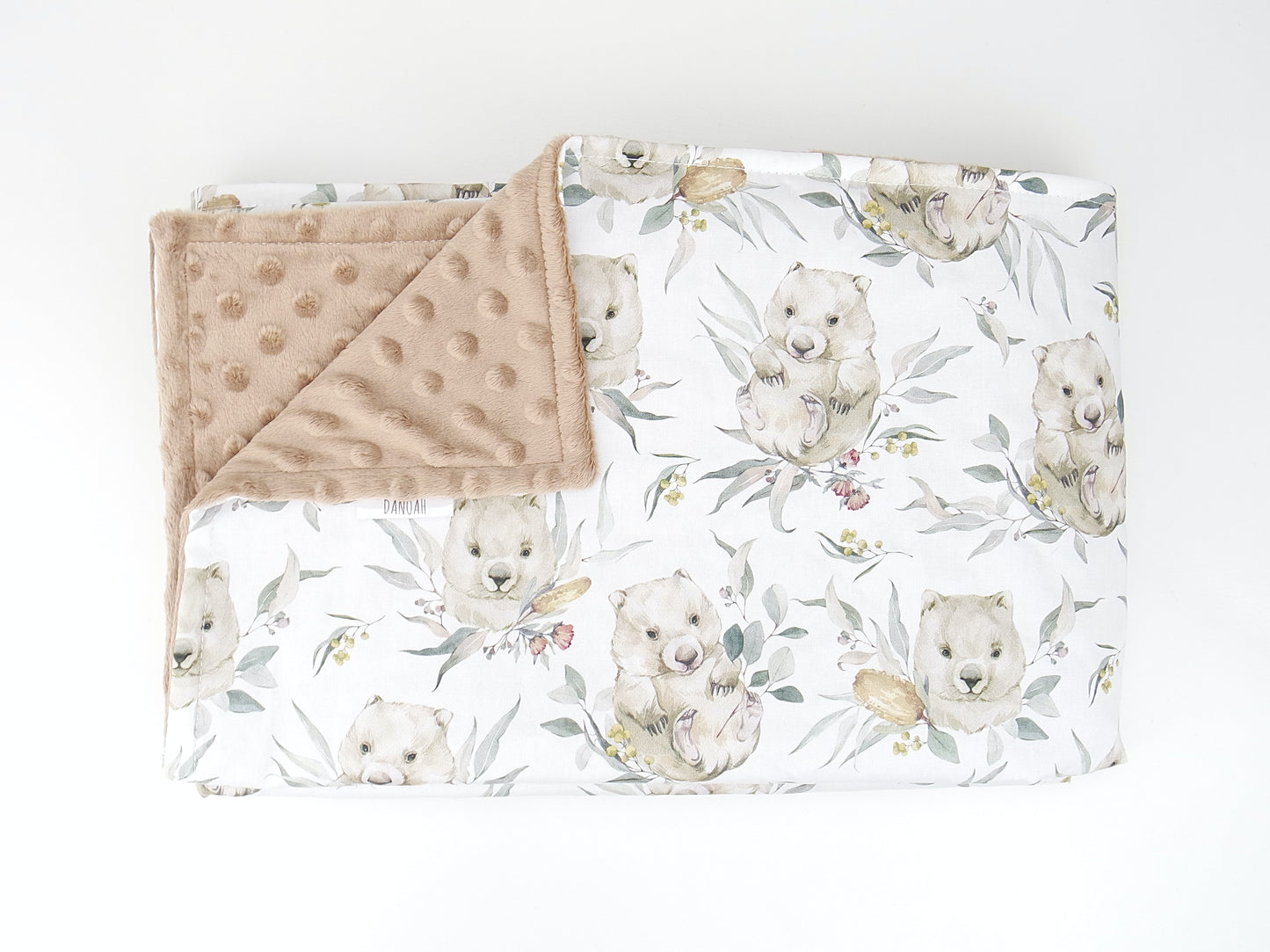 Willy the Wombat Minky Dot Baby Blanket (Tan)
