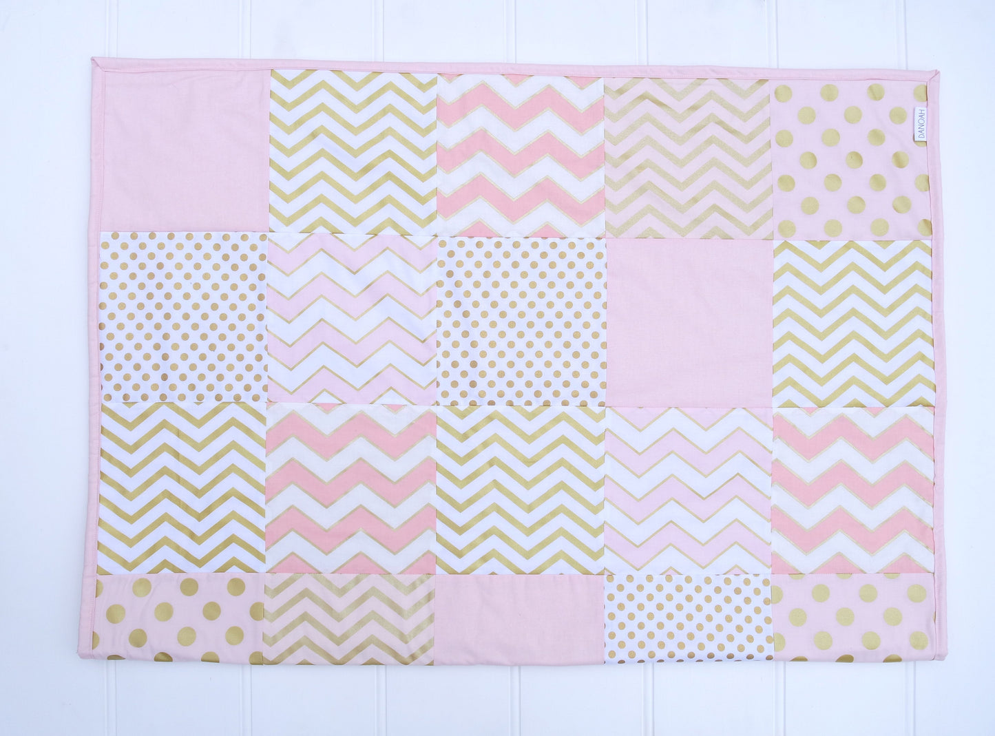 Pink & Gold Glam Patchwork Quilt