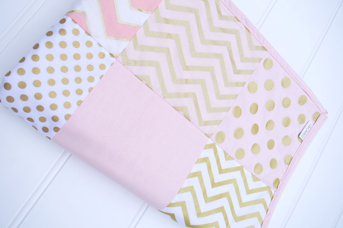 Pink & Gold Glam Patchwork Quilt