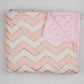 Minky Baby Blanket with Pink & Gold Chevron