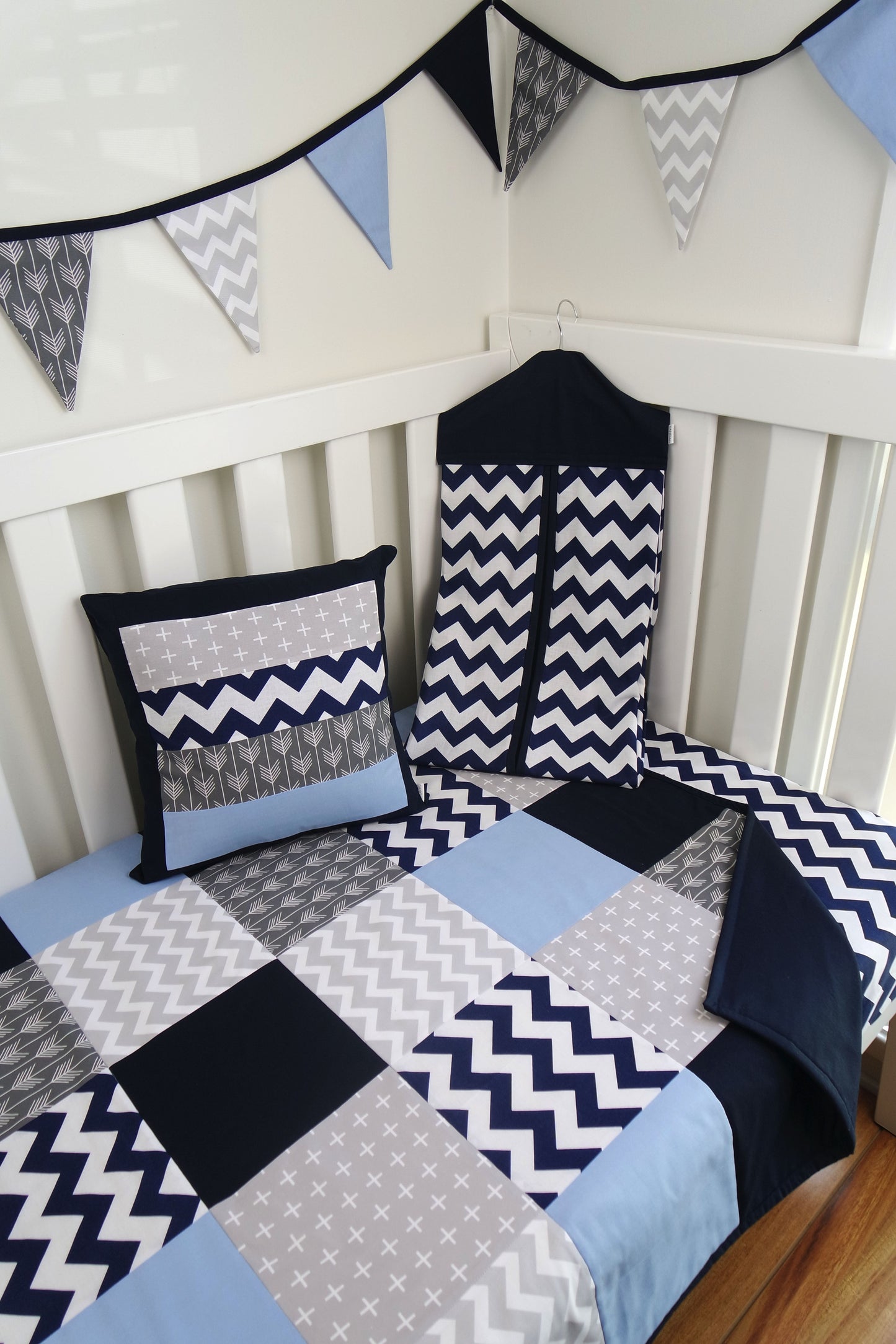 Blue & Grey Patchwork Quilt