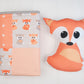Peach & Grey Foxes Patchwork Quilt