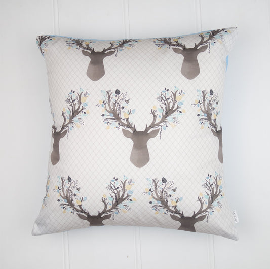 Blue Deer Head Cushion Cover