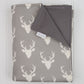 Grey Deer Head Reversible Cot Quilt