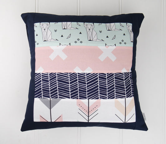 Mint Foxes Cushion Cover