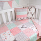 Pink & Mint Deer Patchwork Cot / Crib Quilt