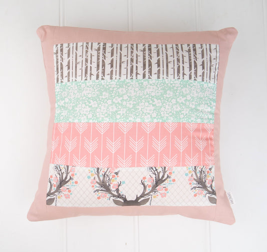 Pink & Mint Patchwork Cushion Cover