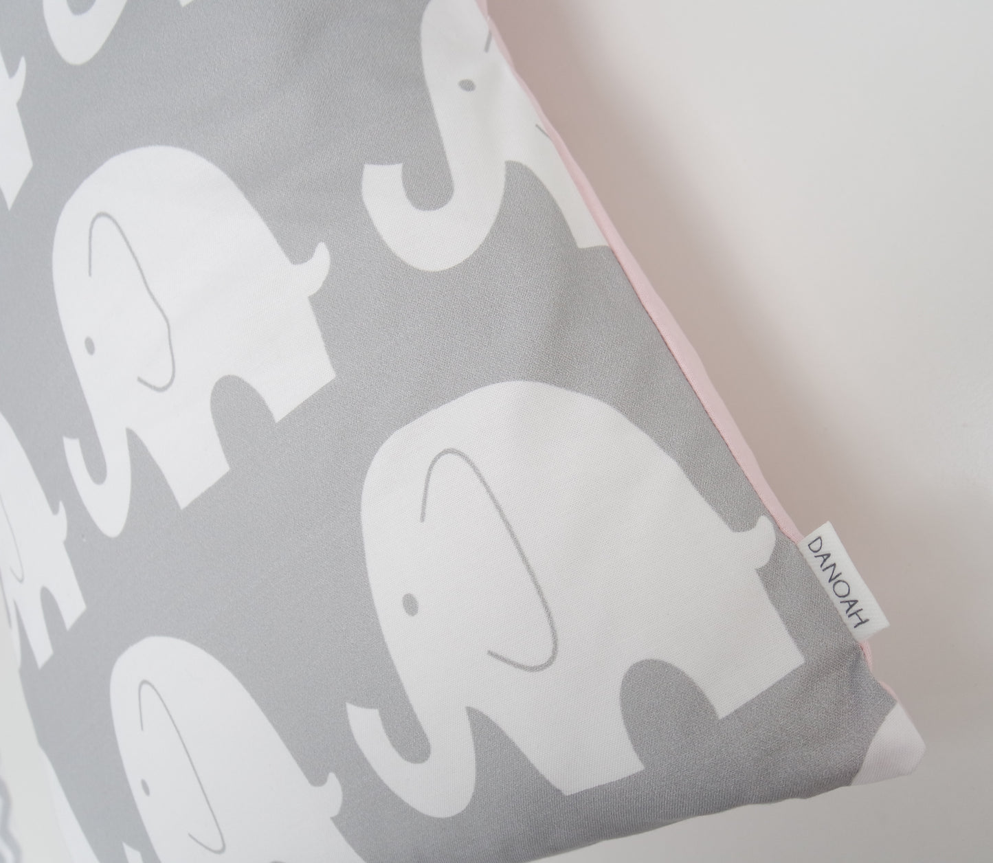 Pink & Grey Elephant Cushion Cover