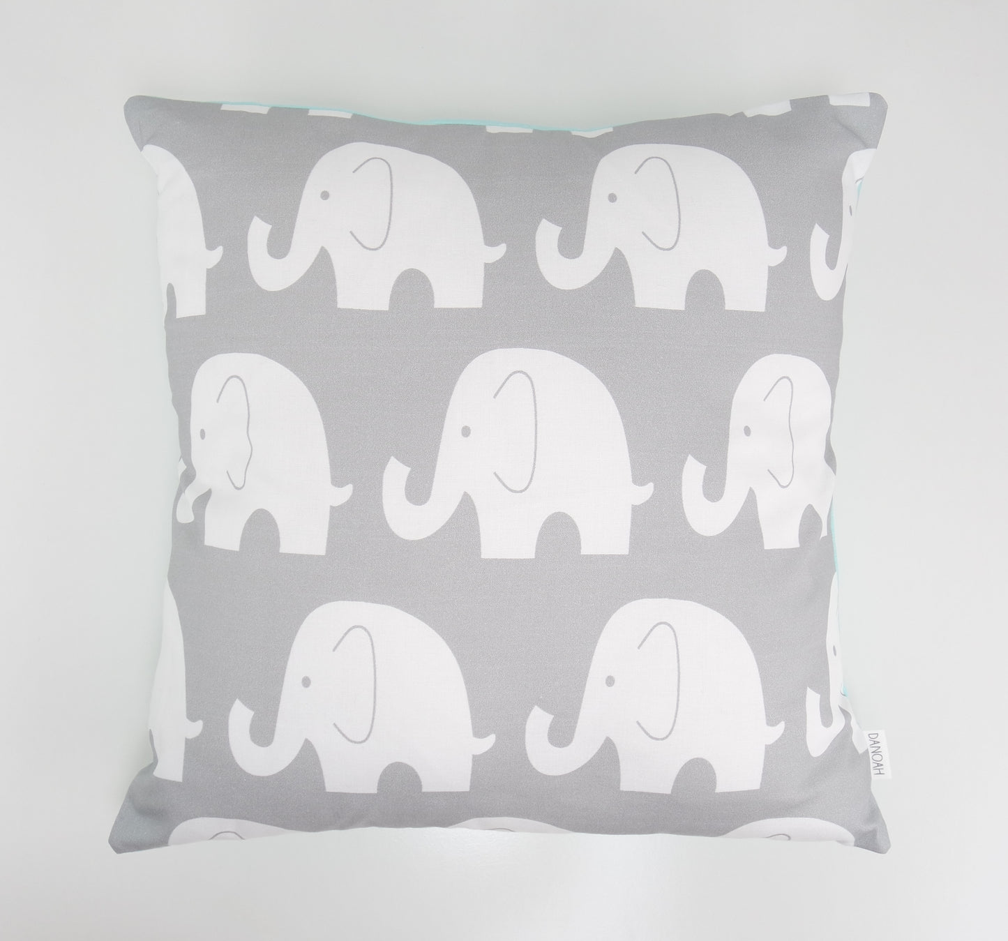 Mint & Grey Elephant Cushion Cover