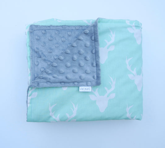 SALE - Mint Deer Baby Blanket